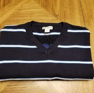 🎷Jordan Craig Navy V Neck Striped Sweater🎷